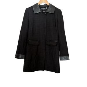 Karl Lagerfeld Paris Structured Black Shoulder Pad Coat Tailored Workwear 6